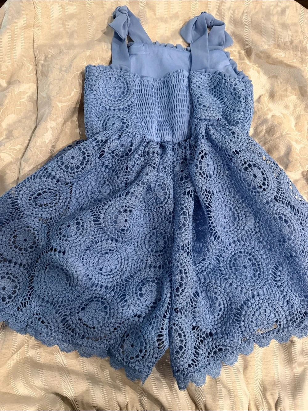 Kensie Girl Light Blue Crochet Jumpsuit Romper